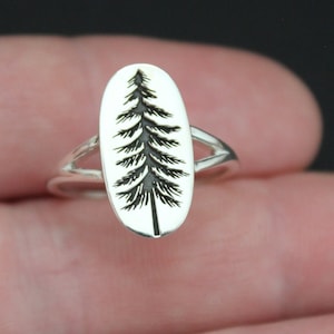 Sterling Silver Etched Pine Tree Ring, Sterling Silver Etched Tree Ring, Silver Etched Pine Tree Ring, Etched Pine Tree Ring, Tree Ring