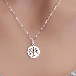 Sterling Silver Tree Necklace, Sterling Silver Cutout Tree Necklace,Cutout Tree Necklace, Silver Cutout Tree Necklace, Tree Charm Necklace