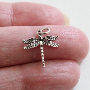 Sterling Silver Detailed Dragonfly Charm, Silver Dragonfly Pendant, Cute Dragonfly Charm, Dragonfly Charm, Adorable Dragonfly Charm