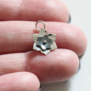 Sterling Silver Black and Silver Flower Charm, Silver Flower Charm, Beautiful Silver and Black Flower Pendant, Flower Pendant