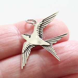 Colgante de golondrina de plata de ley, colgante de golondrina de plata, dije de golondrina, dije colgante de golondrina en vuelo, dije de golondrina en vuelo, dije de pájaro