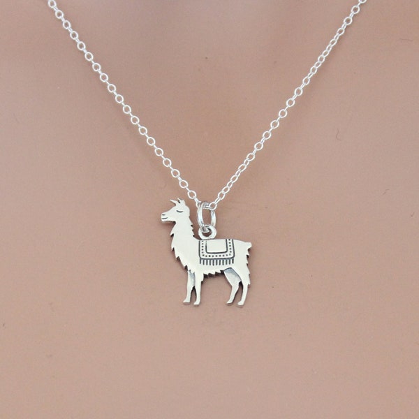 Sterling Silver Llama Charm Necklace, Silver Llama Necklace, Adorable Silver Llama Necklace, Silver Llama Pendant Necklace, Alpaca Necklace