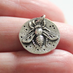 Sterling Silver Ancient Bee Coin Charm, Silver Ancient Bee Greek Coin Replica Charm, Silver Ancient Bee Greek Coin Pendant, Bee Coin Charm