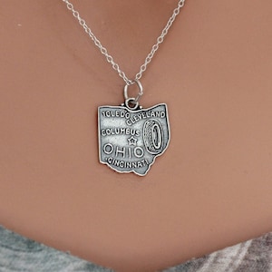 Sterling Silver Ohio State Charm Necklace