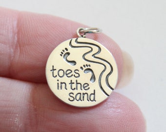 Sterling Silver Beach Charm: Toes in the Sand