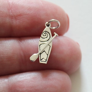 Sterling Silver Stand Up Paddle Board Charm Necklace, Stand Up Paddle Board Pendant Necklace, SUP Charm Necklace, SUP Pendant Necklace