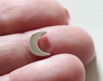 Sterling Silver Tiny Moon Necklace: Dainty Bead Charm