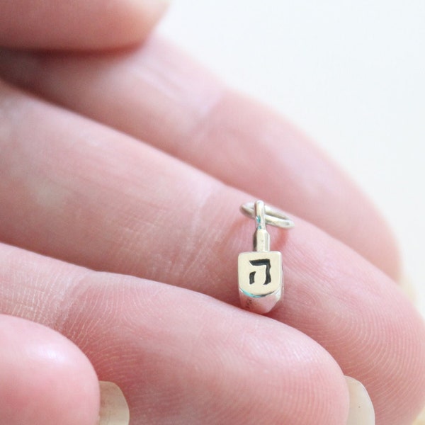 Sterling Silver Small Dreidel Charm, Silver Dreidel Charm, Dreidel Charm, Hanukkah Charm, Hanukkah Gift, Tiny Silver Dreidel Charm