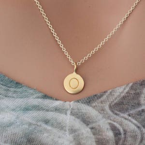 Gold Simple O Initial Necklace, Gold Stamped O Necklace, Stamped O Initial Necklace, Gold Small O Initial Necklace, Gold O Initial Charm