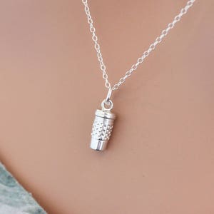 Sterling Silver Tiny Travel Coffee Cup Charm Necklace, Tiny Coffee To Go Charm Necklace, Travel Coffee Mug Charm Necklace, Tiny Coffee Mug
