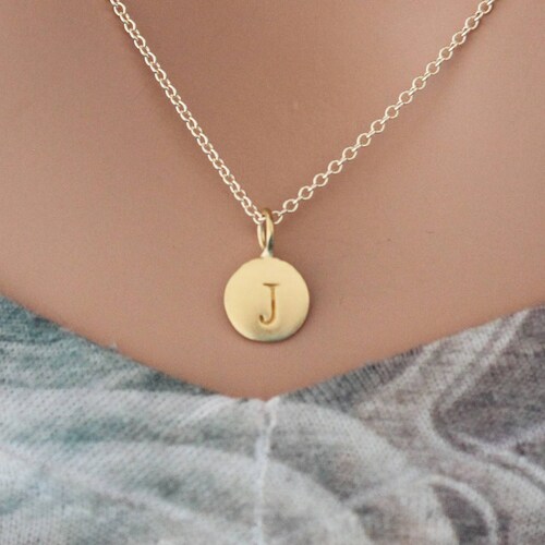 Gold Simple J Initial Necklace Gold 