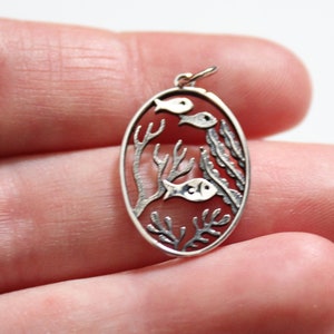 Sterling Silver Sea Life and Fish Charm, Sterling Silver Sea Life and Fish Pendant, Silver Sea Life and Fish Charm, Sea Life Fish Pendant