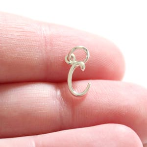 Sterling Silver Cursive C Initial Charm, C Letter Charm, Cursive C Initial Charm, Letter C Charm, Letter C Cursive Charm, Initial C Charm