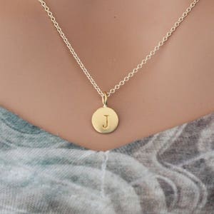 Gold Simple J Initial Necklace Gold Stamped J Necklace Stamped J