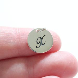 Sterling Silver Cursive Circular X Initial Charm, Cursive X Initial Pendant, Large X Letter Charm, Letter X Charm, Letter X Pendant, X Charm