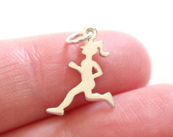 BULK 20 Running girl charms antique silver tone SP195
