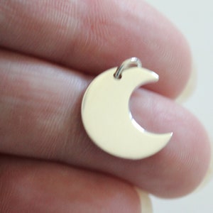 Sterling Silver Moon Charm, Moon Charm, Celestial Moon Pendant, Silver Moon Jewelry, Crescent Moon Charm, Waning Moon Charm