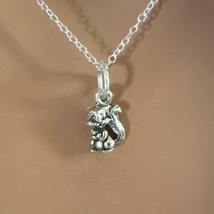 Sterling Silver Oxidized Chipmunk Necklace, Silver Oxidized Chipmunk Charm Necklace, Silver Oxidized Chipmunk Necklace, Chipmunk Necklace