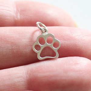Sterling Silver Paw Print Charm, Puppy Paw Print Charm, Dog Paw Print Charm, Cat Paw Print Cutout Charm, Paw Print Charm, Dog Paw Charm