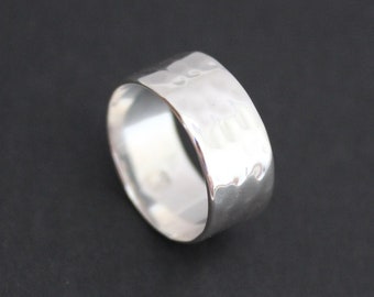 Sterling Silber Ring - Breiter gehämmerter Ring, Sterling Silber großer gehämmerter Ring, Sterling Silber gehämmerter Ring, Silber breiter gehämmerter Ring