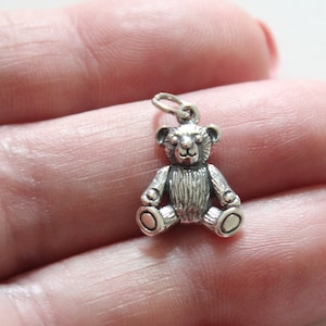 Sterling Silver Teddy Bear Charm - Realistic Pendant