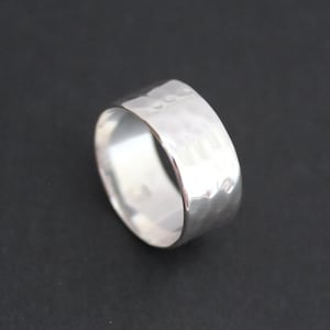 Sterling Silver Ring - Wide Hammered Ring, Sterling Silver Large Hammered Ring, Sterling Silver Hammered Ring, Silver Wide Hammered Ring
