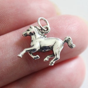 Sterling Silver Horse Charm, Sterling Silver Stallion Charm, Wild Stallion Charm, Horse Necklace, Horse Pendant Charm, Silver Horse Charm