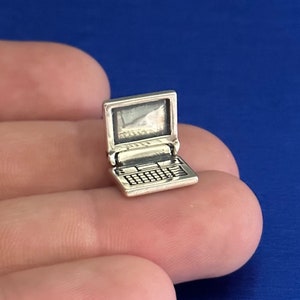 Sterling Silver Movable Laptop Computer Charm, Silver Movable Laptop Computer Charm, Movable Laptop Computer Charm,Laptop Computer Charm