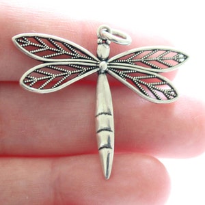 Sterling Silver Dragonfly Charm, Dragonfly Charm, Dragonfly Pendant, Silver Dragonfly Pendant, Large Dragonfly Charm, Large Dragonfly