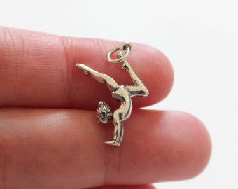 Sterling Silver Gymnast Charm, Sterling Silver Gymnastics Charm, Gymnast Charm, Gymnastics Charm, Gymnast Pendant, Gymnastics Pendant