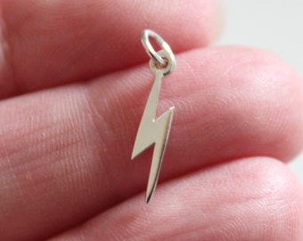 Sterling Silver Small Lightning Bolt Charm , Tiny Lightning Charm, Tiny Bolt Charm, Small Lightning Bolt Charm