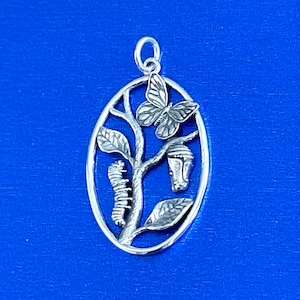 Sterling Silber Schmetterling Metamorphose Charme, Silber Schmetterling Metamorphose Anhänger, Schmetterling Metamorphose Charme, Metamorphose Charme