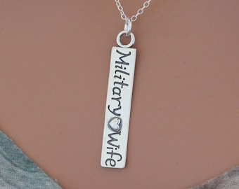 Sterling Silver Military Wife Charm Necklace