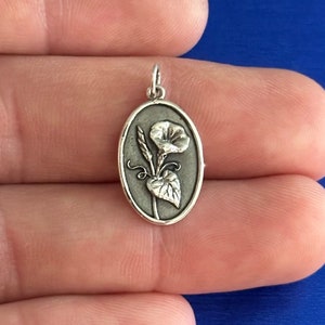 Sterling Silver Morning Glory Charm: September Birth Flower Pendant