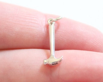 Sterling Silver Hammer Tool Charm: Tiny .925 Pendant