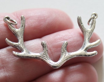 Sterling Silver Antler Pendant, Large Antler Pendant, Buck Antlers Pendant, Antlers Pendant, Deer Antlers Charm Pendant, Buck Antler Charm