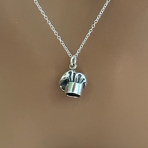 May include: A silver chain necklace with a small silver chef hat pendant.