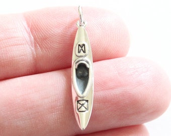 Sterling Silber Kayak Charm: Wassersport Anhänger