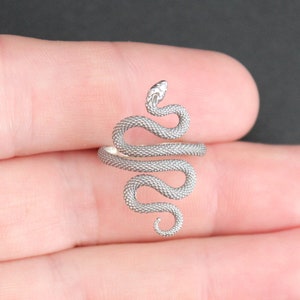 Sterling Silver Textured Adjustable Snake Ring, Silver Textured Adjustable Snake Ring, Textured Adjustable Snake Ring, Adjustable Snake Ring
