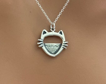 Cat Face Picture Frame Charm Sterling Silver Cat Face Picture Frame Charm Sterling Silver