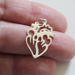 Sterling Silver Cutout Anatomical Heart Charm, Doctor Necklace, Gift for Doctor, Nurse Necklace, Gift for Nurse, Anatomical Heart Necklace