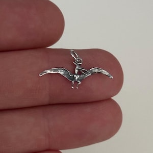 Dije de dinosaurio pterodáctilo de plata esterlina, Dije de dinosaurio pterodáctilo de plata, Colgante de pterodáctilo de plata, Dije de dinosaurio pterodáctilo
