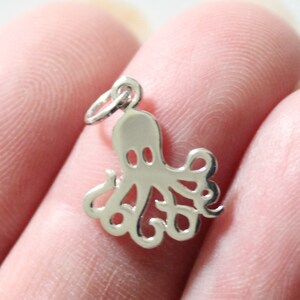 Sterling Silver Octopus Charm, Cool Octopus Charm, Silver Sea Creature Charm, Ocean Creature Charm, Octopus Lover Charm, Marine Animal Charm