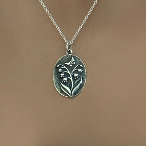 Sterling Silver Lily of the Valley Charm Necklace,Silver Lily of the Valley with a Butterfly Necklace, Lily of the Valley Butterfly Necklace