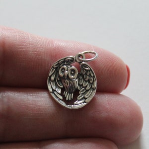 Sterling Silver Realistic Owl Pendant, Realistic Owl Pendant, Owl Charm, Sterling Silver Owl Charm, Silver Realistic Owl Charm