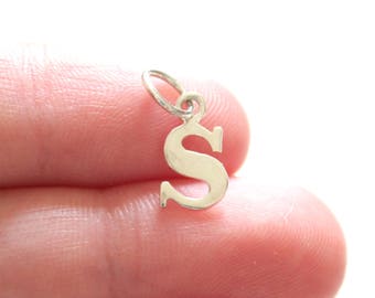 Sterling Silver Lowercase S Initial Charm, S Initial, Large S Letter Pendant, S Charm, Typewriter S Initial Charm, Letter S Charm, Initial S