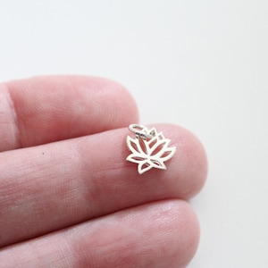 Sterling Silver Tiny Lotus Flower Charm, Silver Tiny Lotus Flower Charm, Tiny Lotus Charm, Small Lotus Flower Charm, Small Lotus Charm