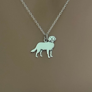 Sterling Silver Golden Retriever Necklace, Sterling Silver Golden Retriever Dog Necklace, Silver Golden Retriever Dog Necklace, Dog Necklace