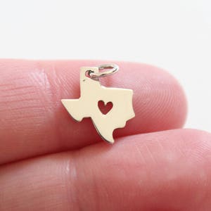 Sterling Silver Texas Charm, Texas Charm with Heart Cutout, Home Star State Charm, Texas State Charm, Texas Pendant, Texas Pendant