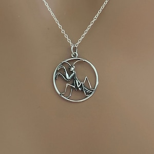 Sterling Silver Praying Mantis Necklace,Silver Praying Mantis Necklace, Praying Mantis Necklace, Silver Praying Mantis Insect Charm Neck